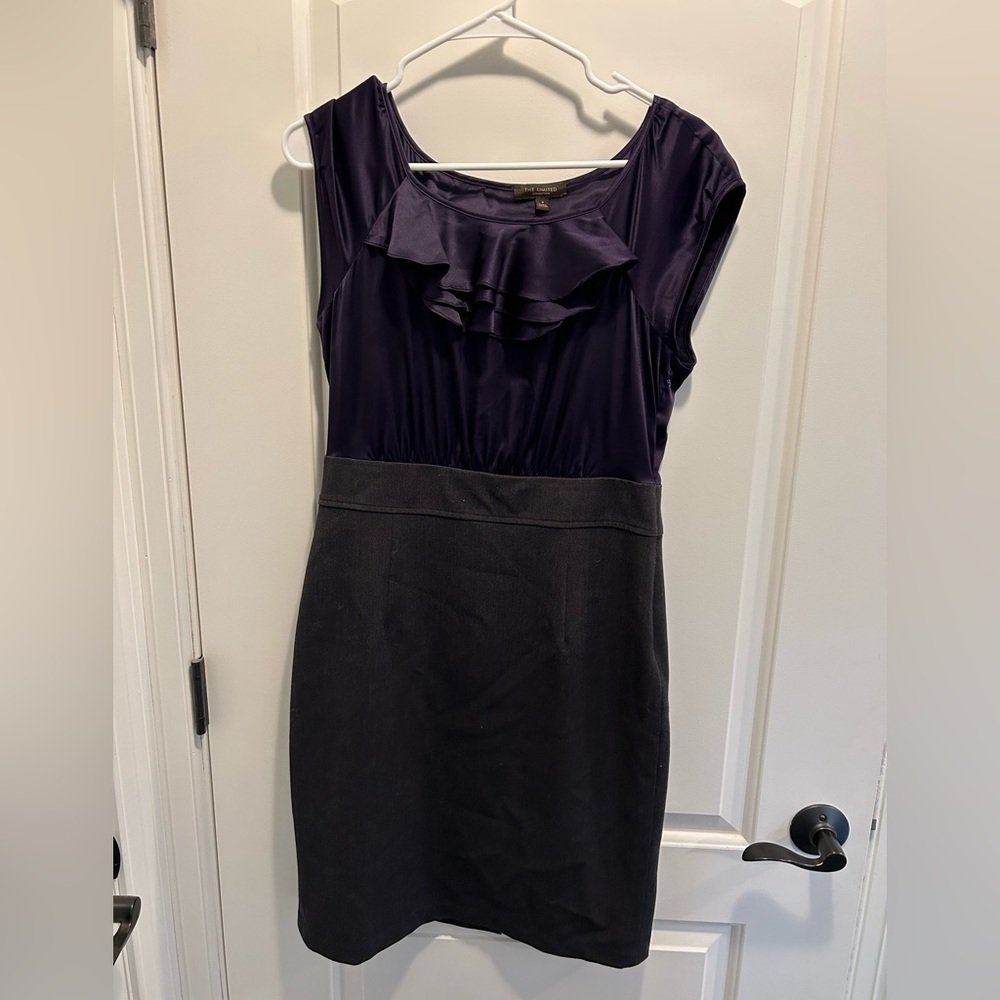 Dark gray and purple work dress from The Limited.